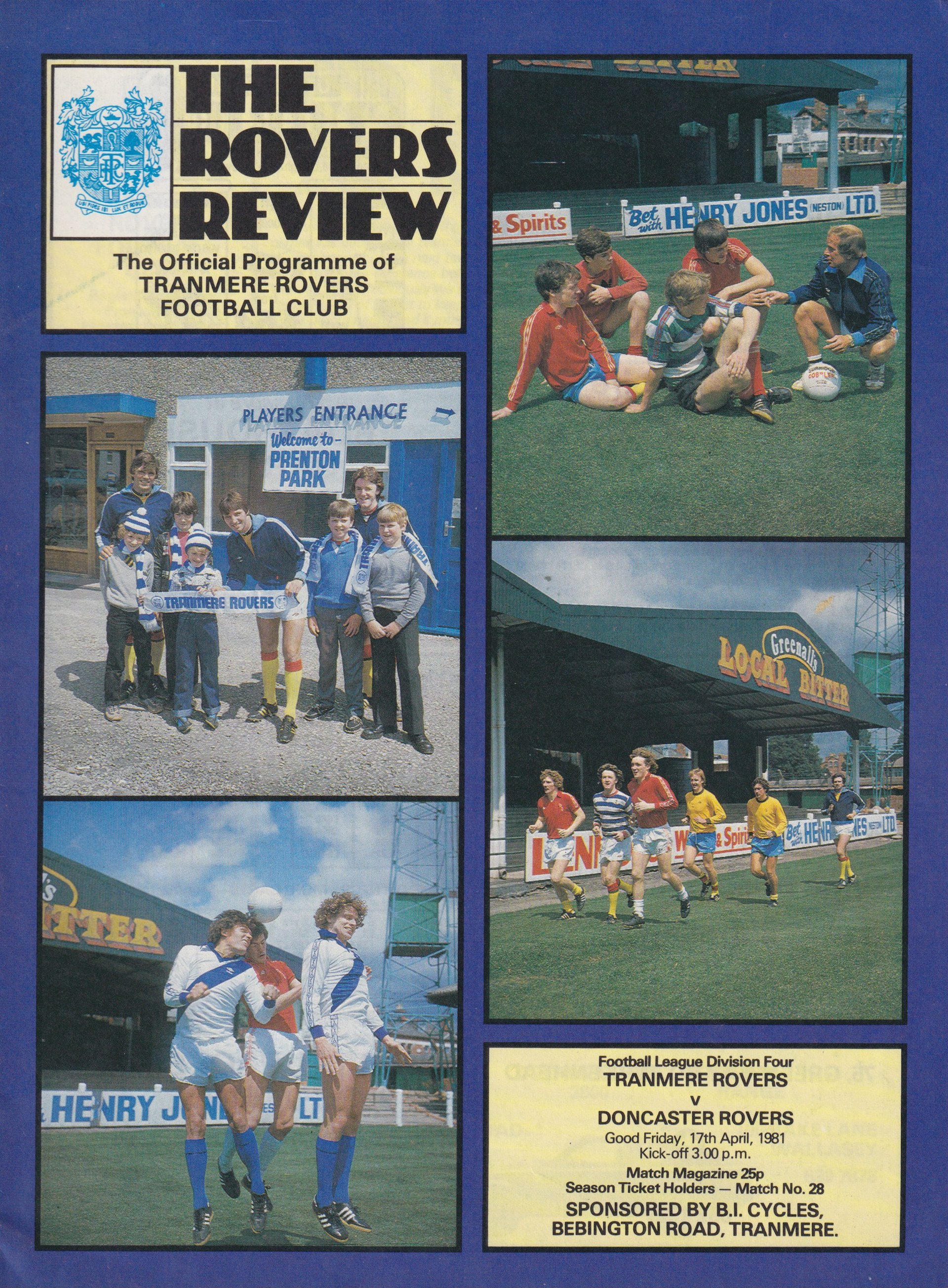 Tranmere Rovers v Doncaster Rovers match programme